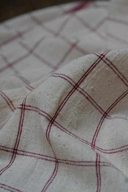 Khadi Bath Towel - Maroon Checks - metaphorracha