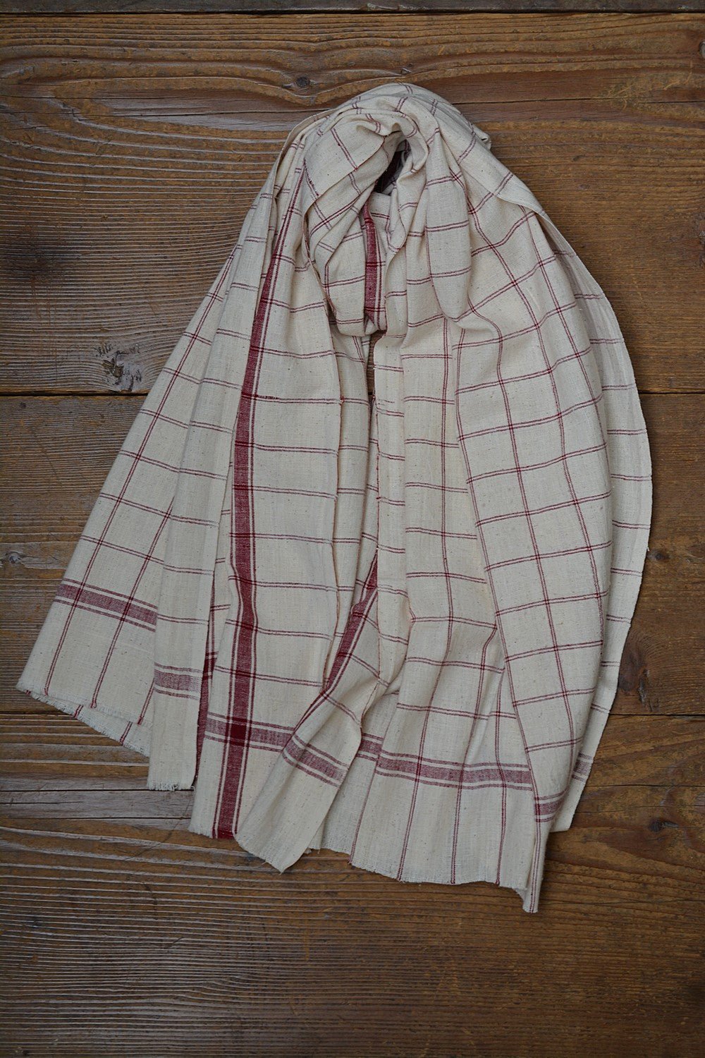 Khadi Bath Towel - Maroon Checks - metaphorracha