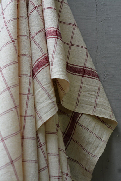 Khadi Bath Towel - Maroon Checks - metaphorracha