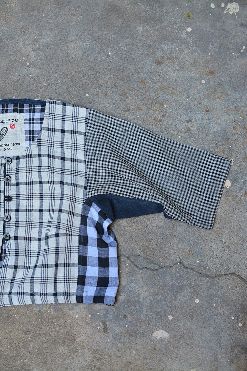 Khadi Blouse - Black Checks Kubsa - metaphorracha