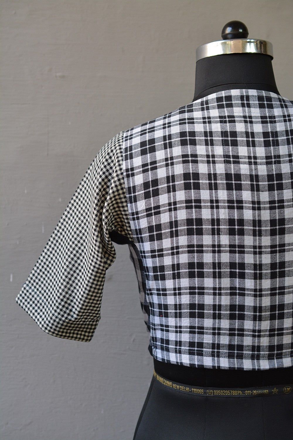 Khadi Blouse - Black Checks Kubsa - metaphorracha