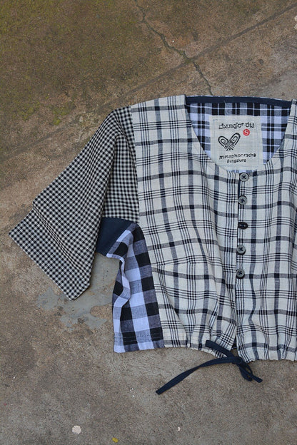 Khadi Blouse - Black Checks Kubsa - metaphorracha