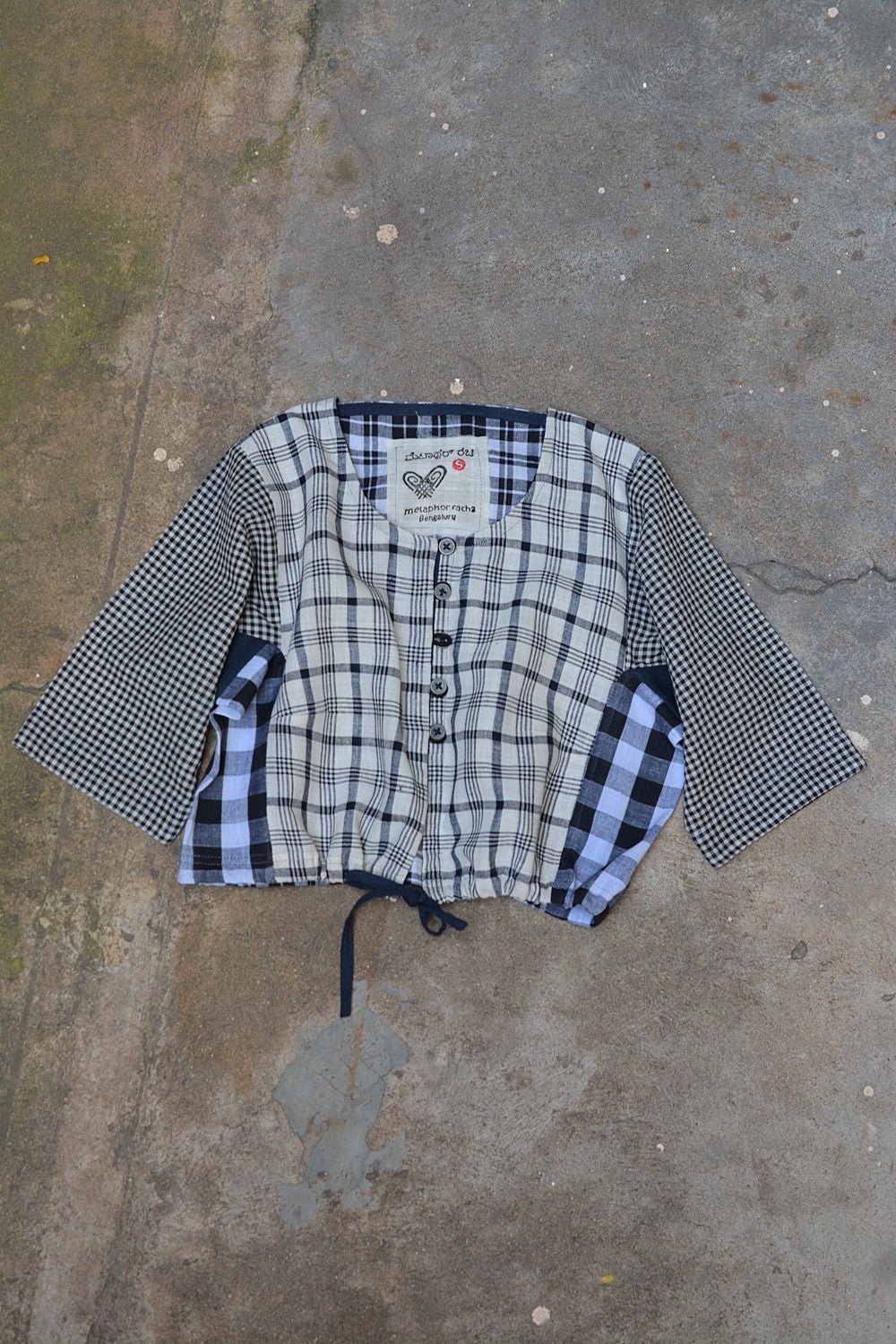 Khadi Blouse - Black Checks Kubsa - metaphorracha