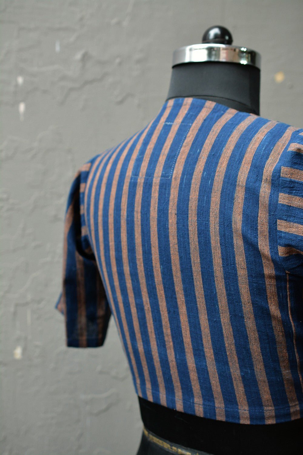 Khadi Blouse - Indigo Stripes Kubsa - metaphorracha