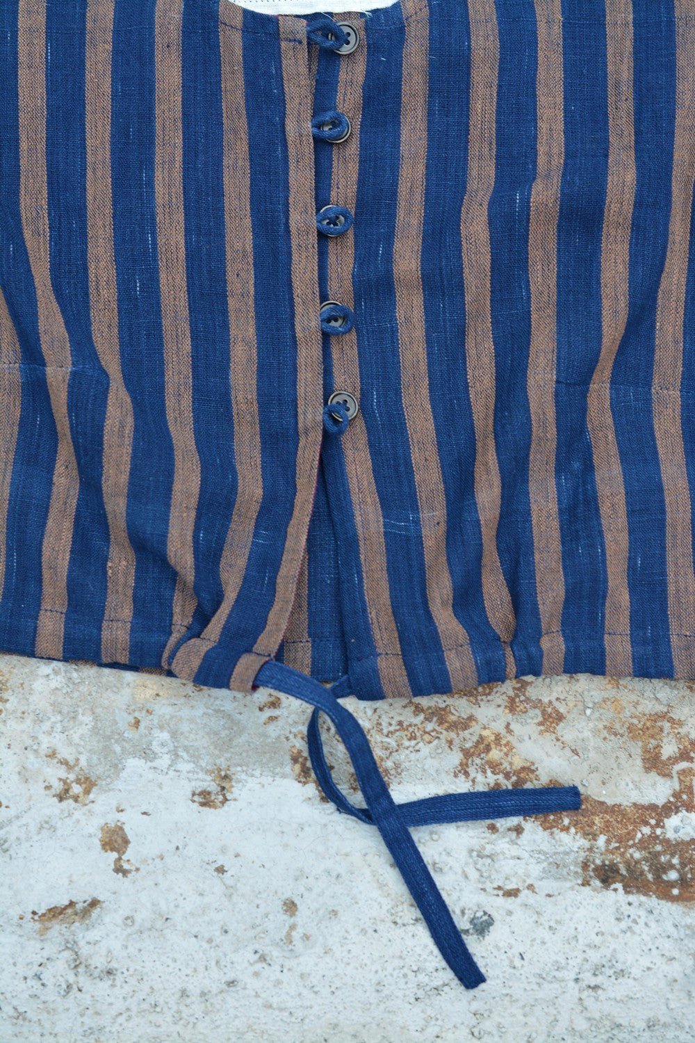 Khadi Blouse - Indigo Stripes Kubsa - metaphorracha