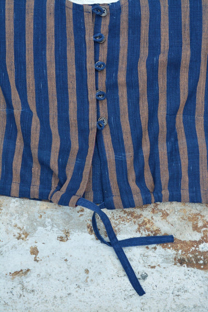 Khadi Blouse - Indigo Stripes Kubsa - metaphorracha