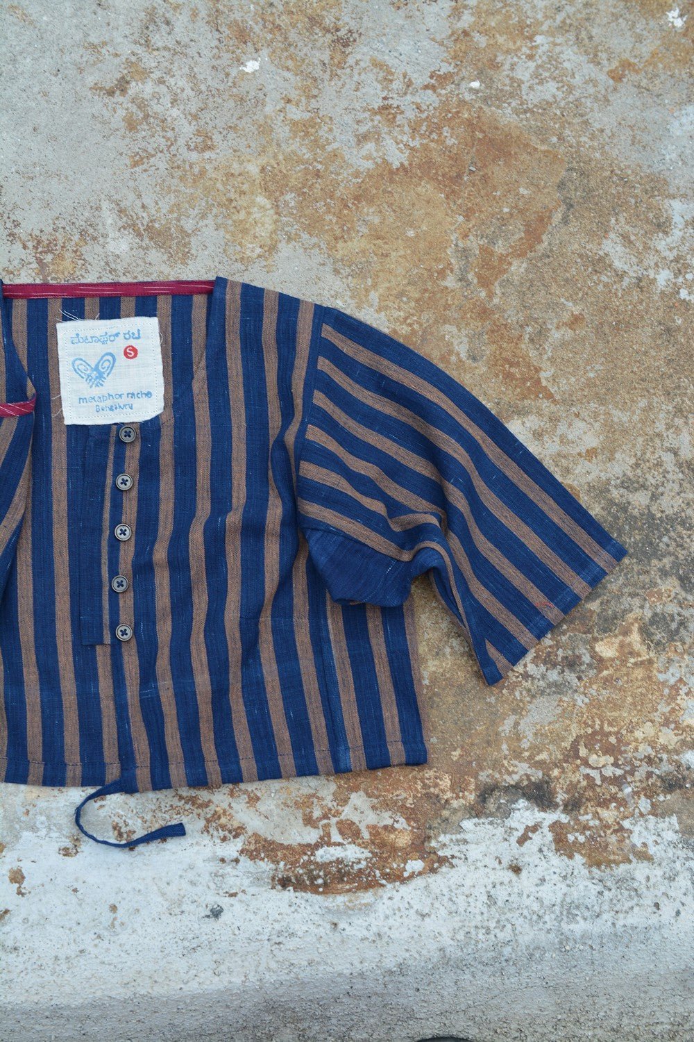 Khadi Blouse - Indigo Stripes Kubsa - metaphorracha