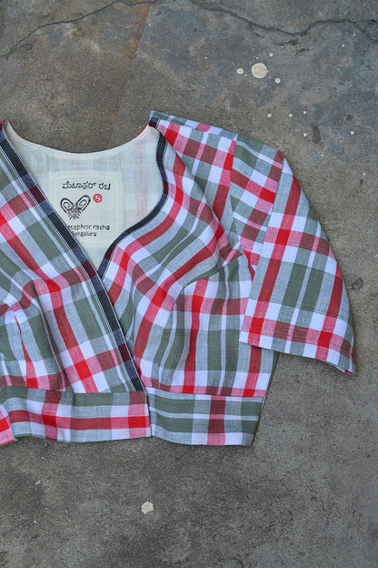 Khadi Blouse - Madras Checks Angrakha - metaphorracha