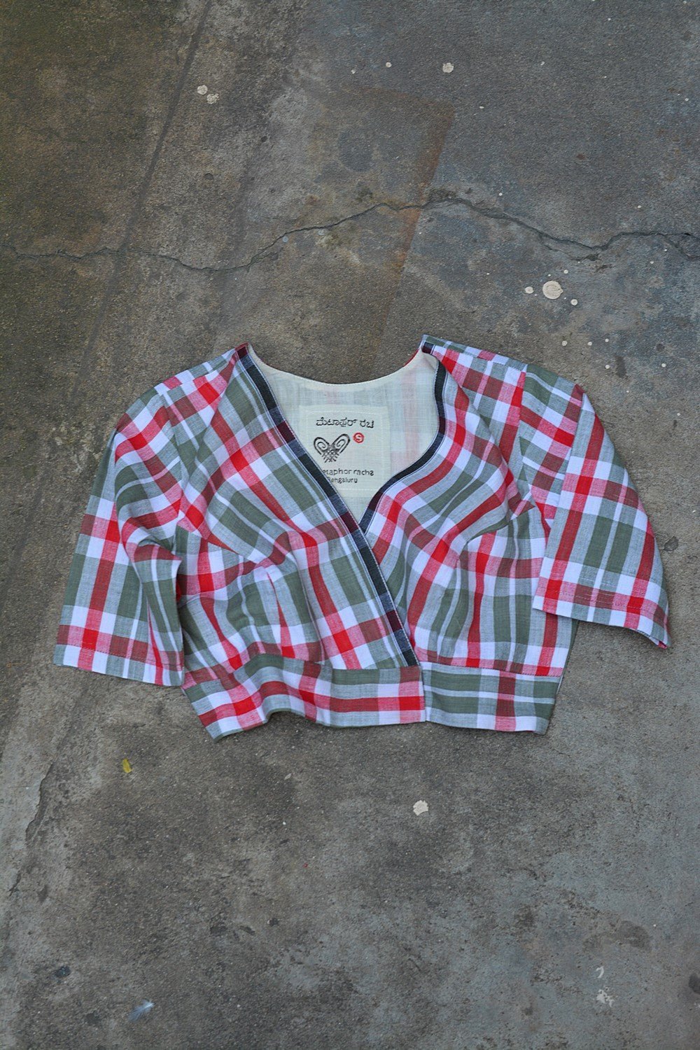 Khadi Blouse - Madras Checks Angrakha - metaphorracha