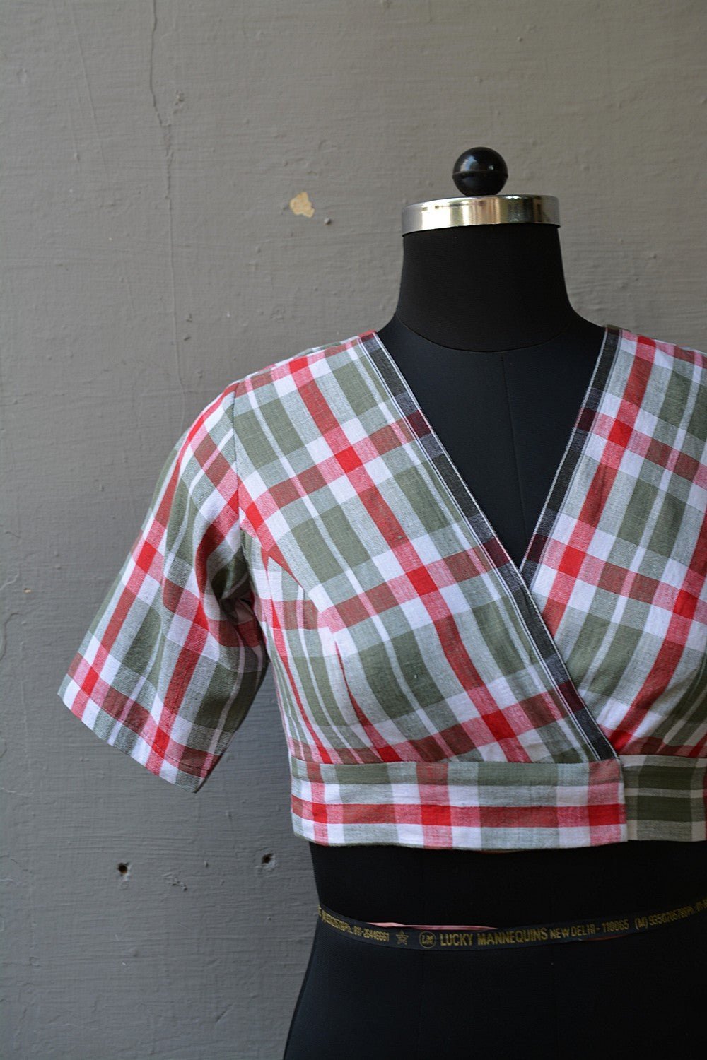 Khadi Blouse - Madras Checks Angrakha - metaphorracha