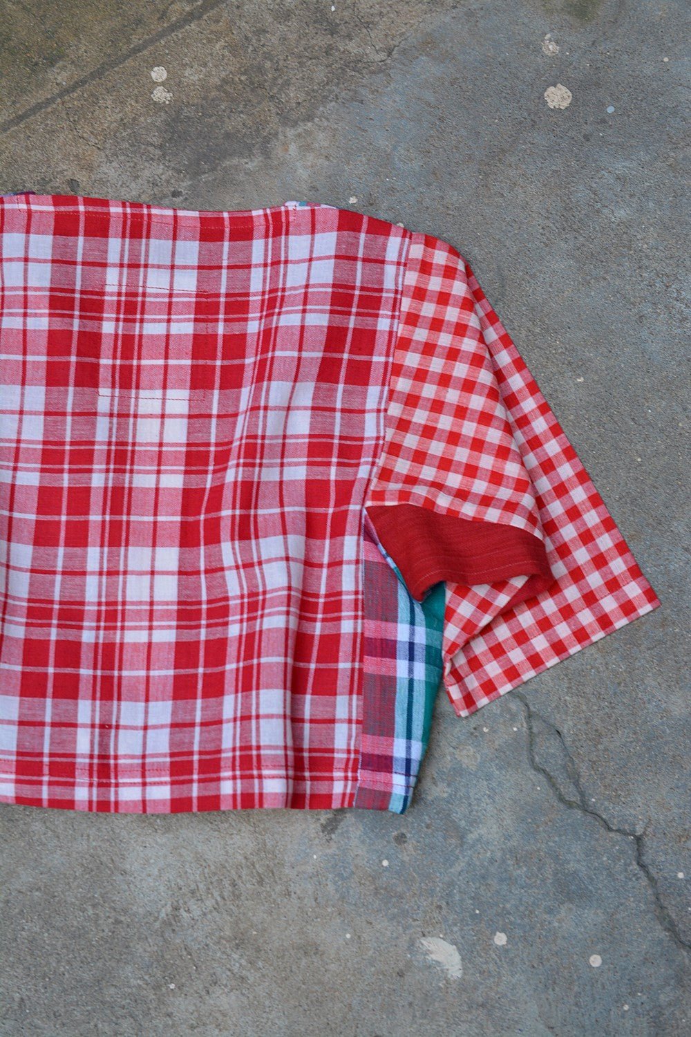 Khadi Blouse - Red Checks Kubsa - metaphorracha