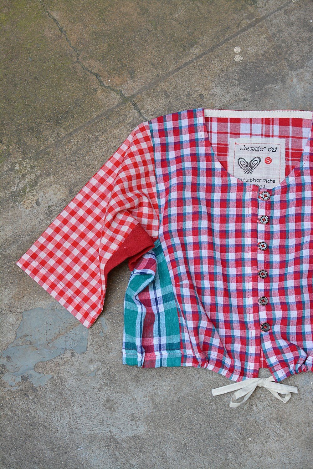 Khadi Blouse - Red Checks Kubsa - metaphorracha