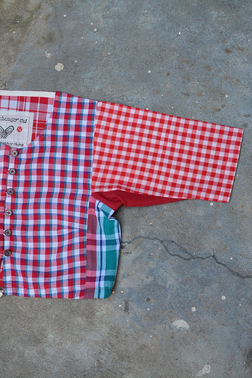 Khadi Blouse - Red Checks Kubsa - metaphorracha