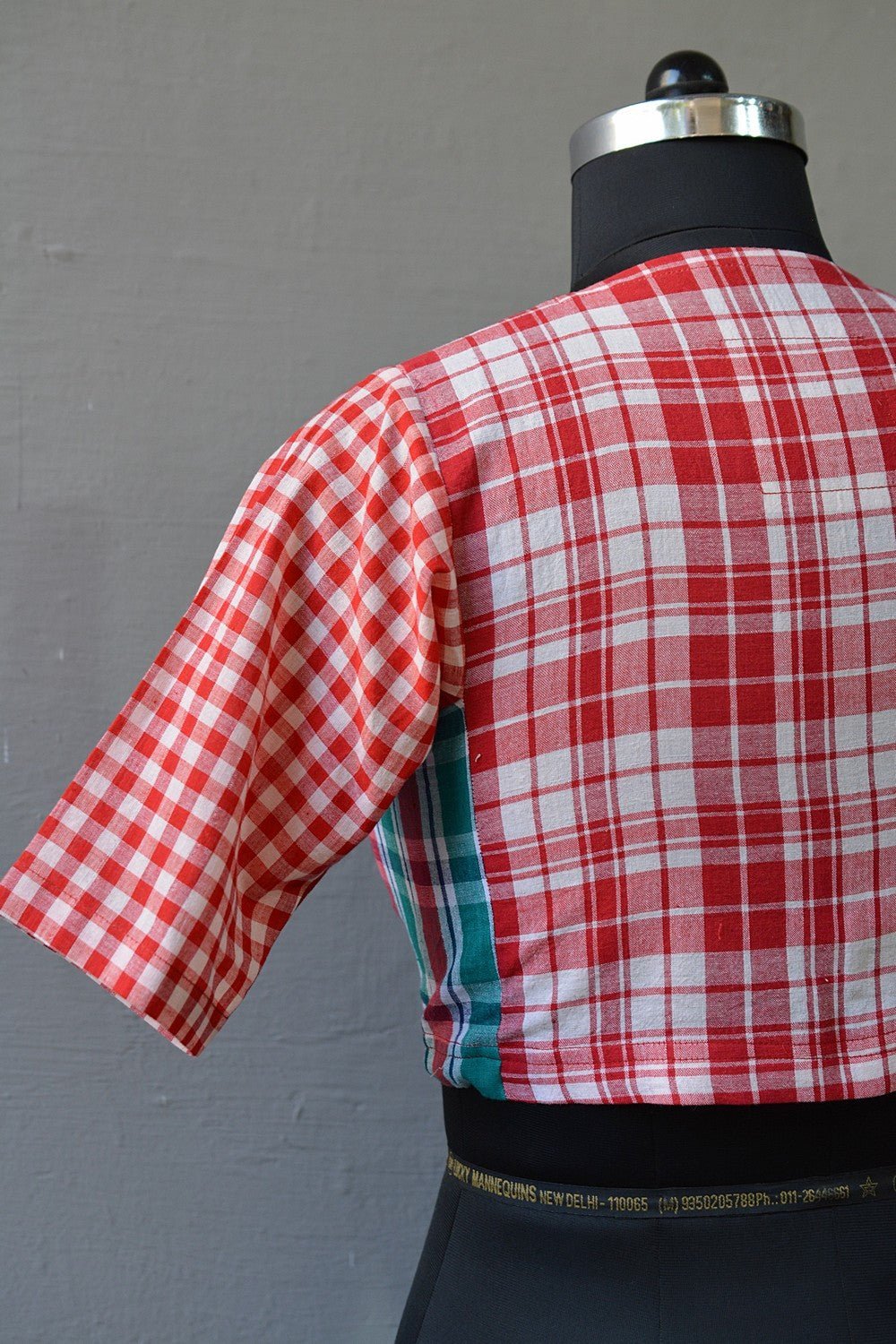 Khadi Blouse - Red Checks Kubsa - metaphorracha