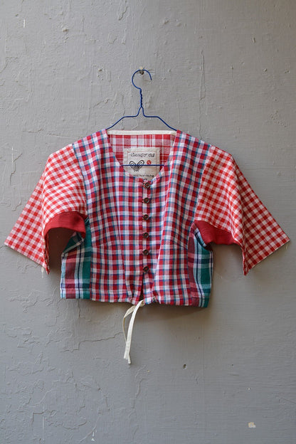 Khadi Blouse - Red Checks Kubsa - metaphorracha