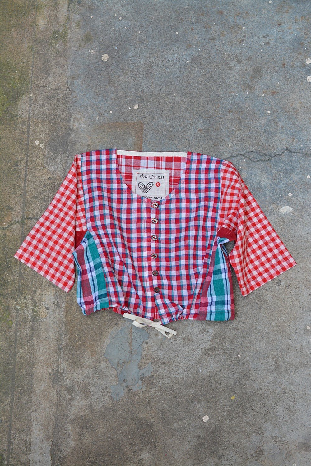 Khadi Blouse - Red Checks Kubsa - metaphorracha