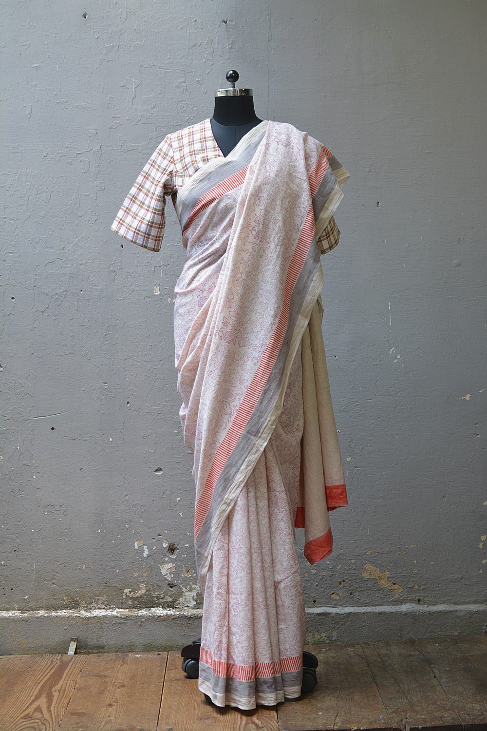 Khadi Saree - Printed Botanical - metaphorracha