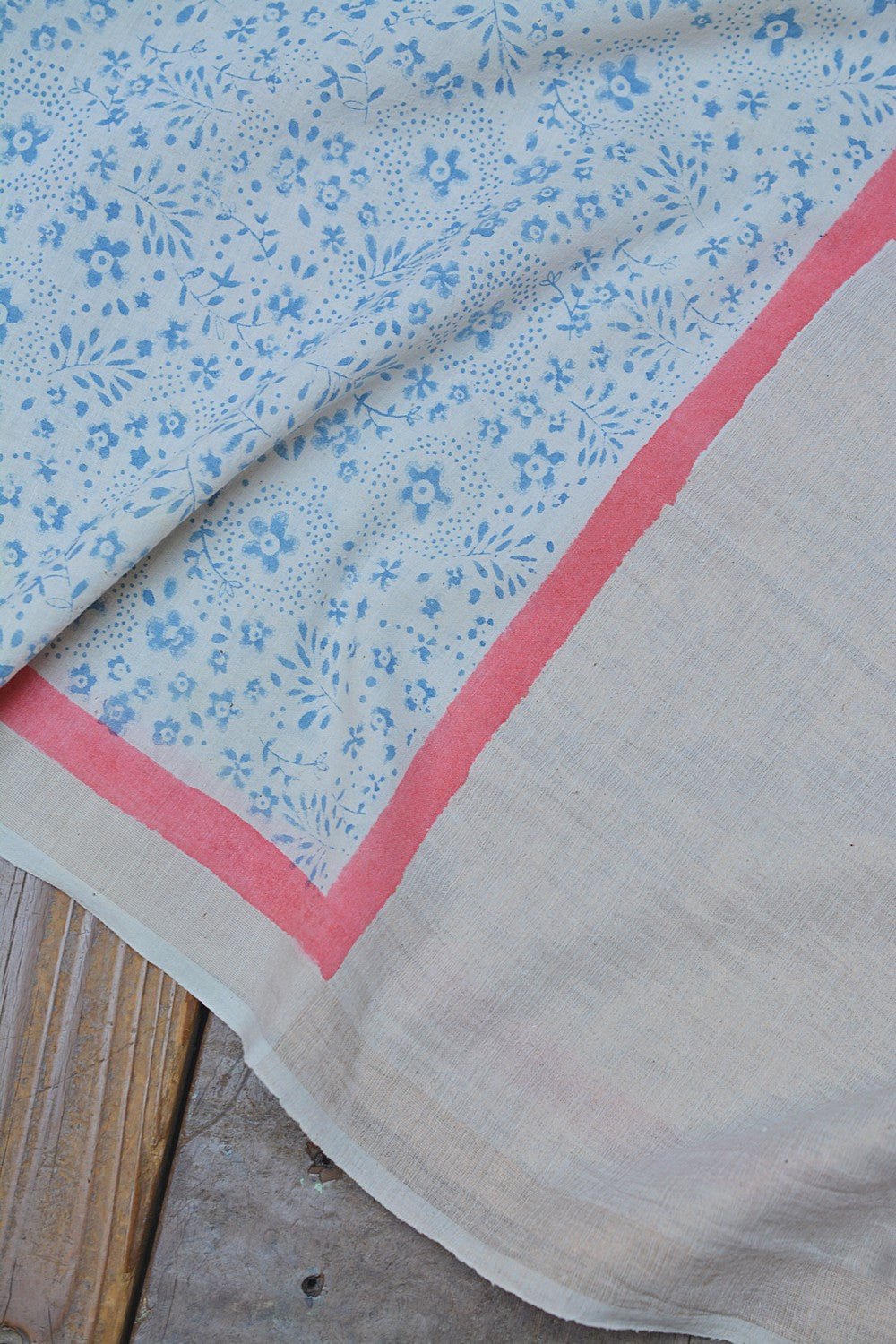 Khadi Saree - Printed Forget - me - nots - metaphorracha