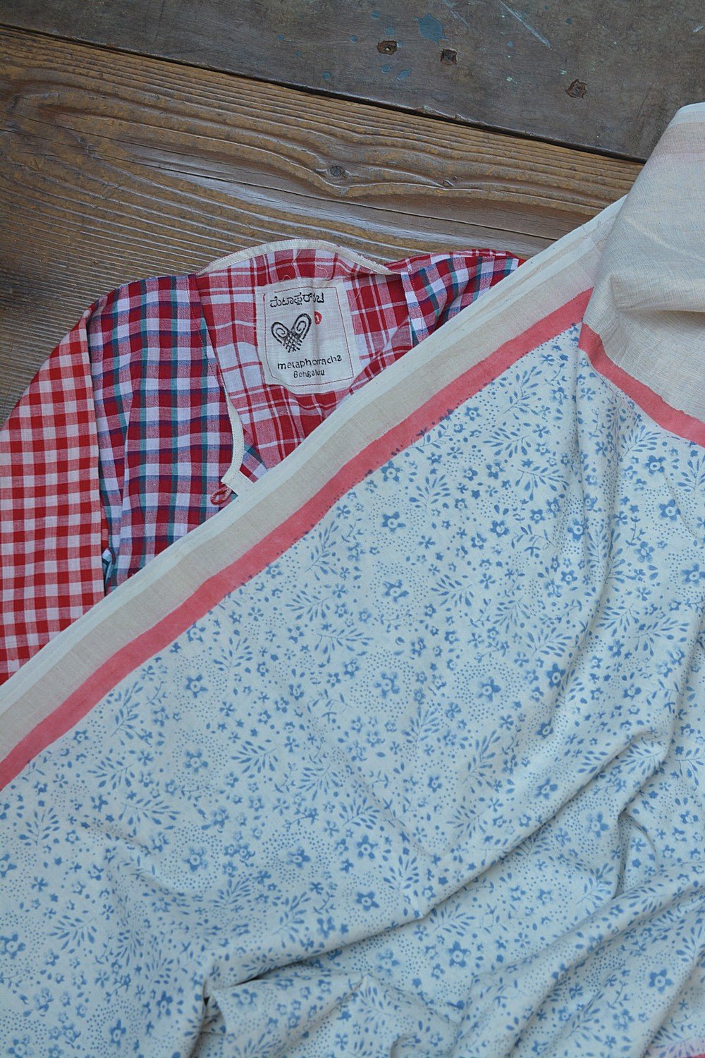 Khadi Saree - Printed Forget - me - nots - metaphorracha