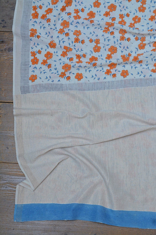 Khadi Saree - Printed Poppies - metaphorracha