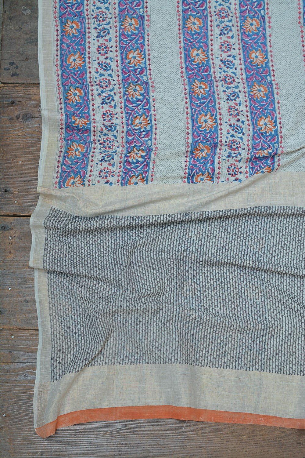 Khadi Saree - Printed Tendril - metaphorracha