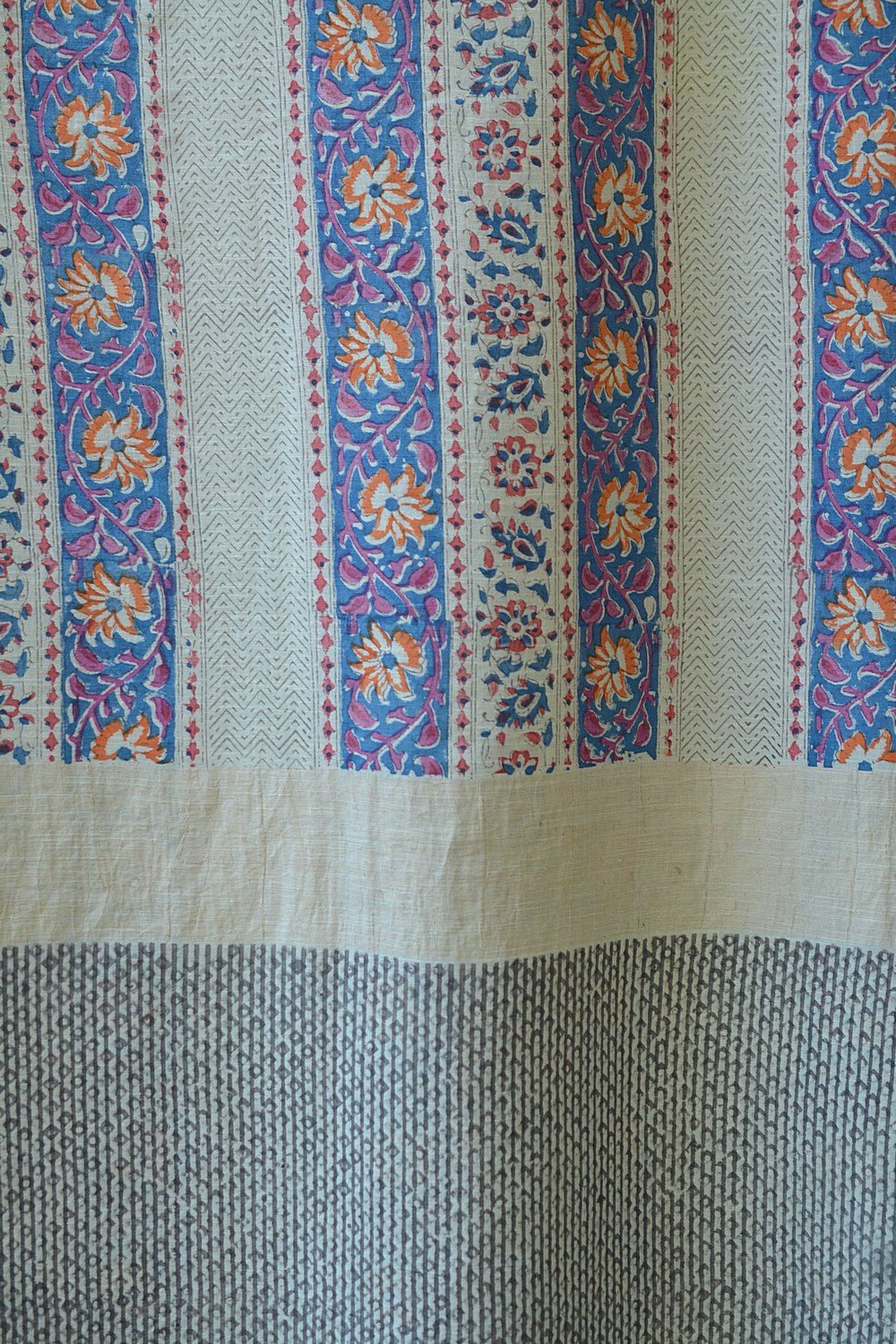 Khadi Saree - Printed Tendril - metaphorracha