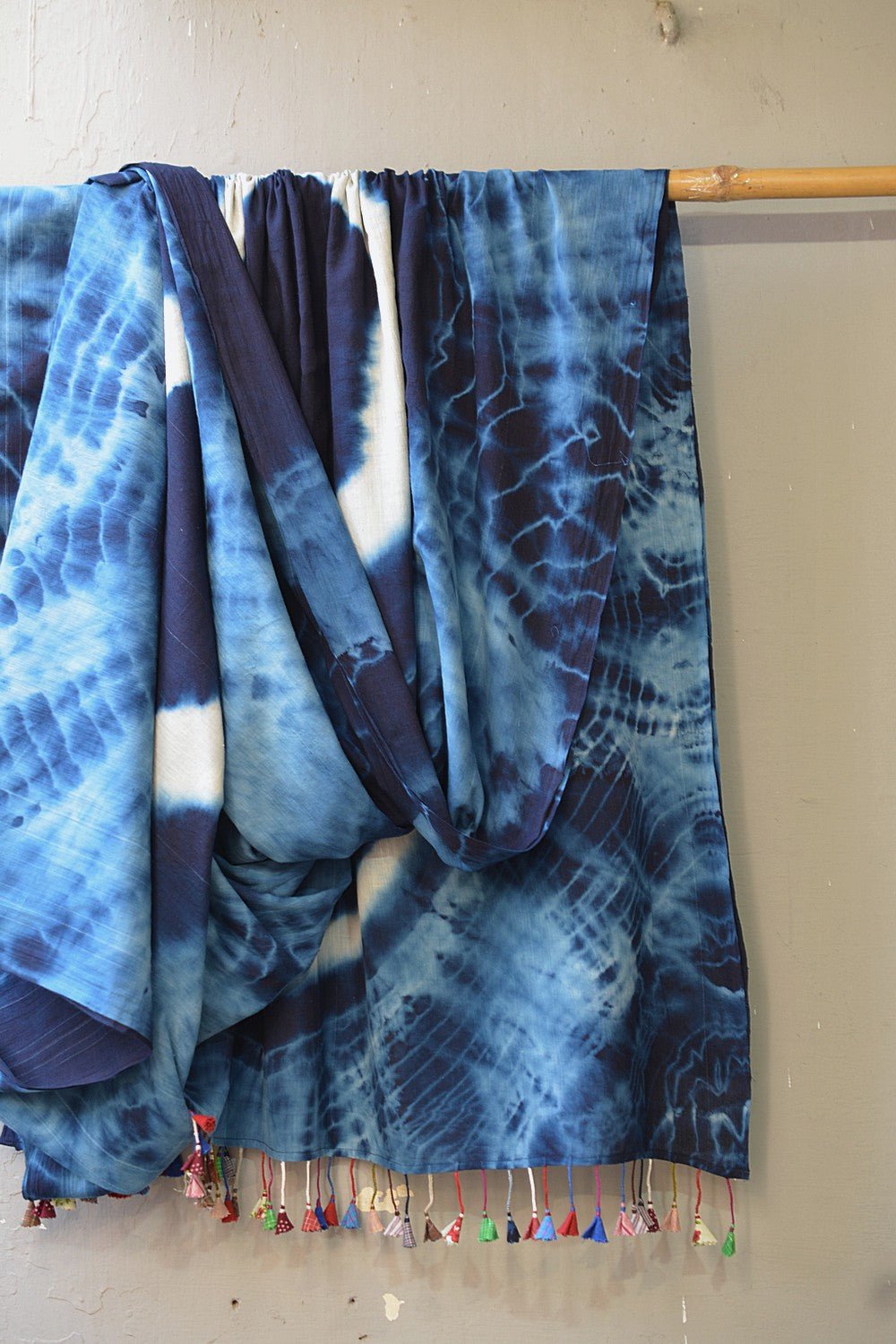 Khadi Saree - Tie and Dyed North Sea Blue - metaphorracha
