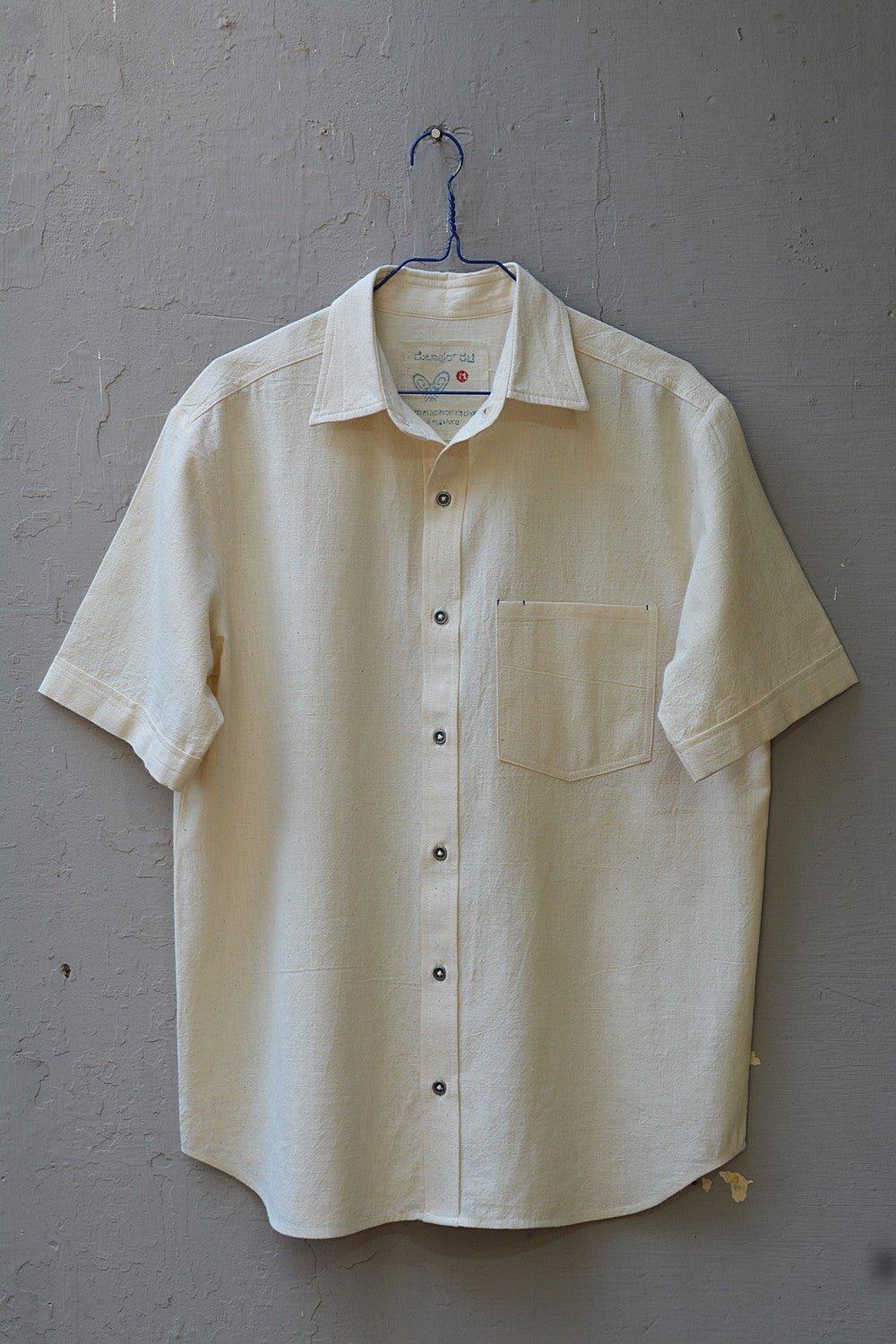 Half-Sleeve Kora Khadi Shirt For Men Online by Metaphor Racha