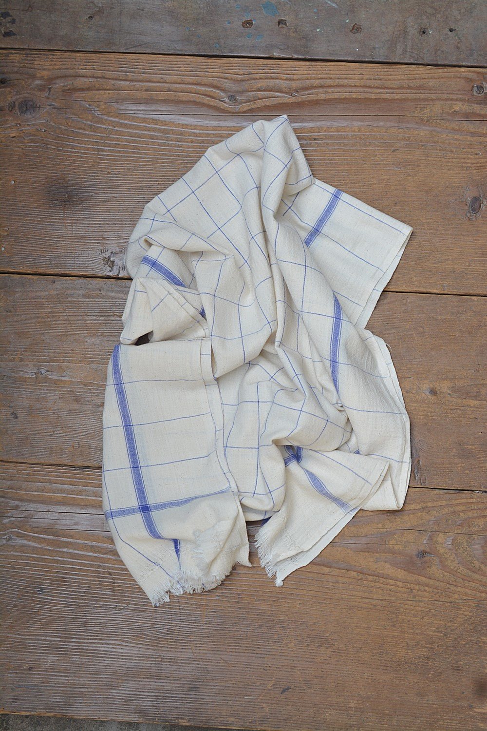 Khadi Towel - Blue Windowpane - metaphorracha