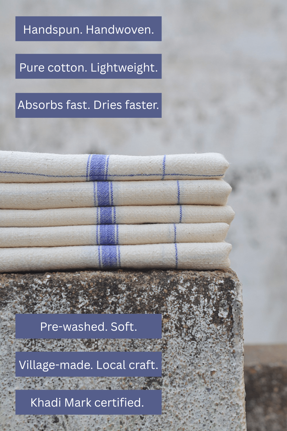 Khadi Towel - Blue Windowpane - metaphorracha