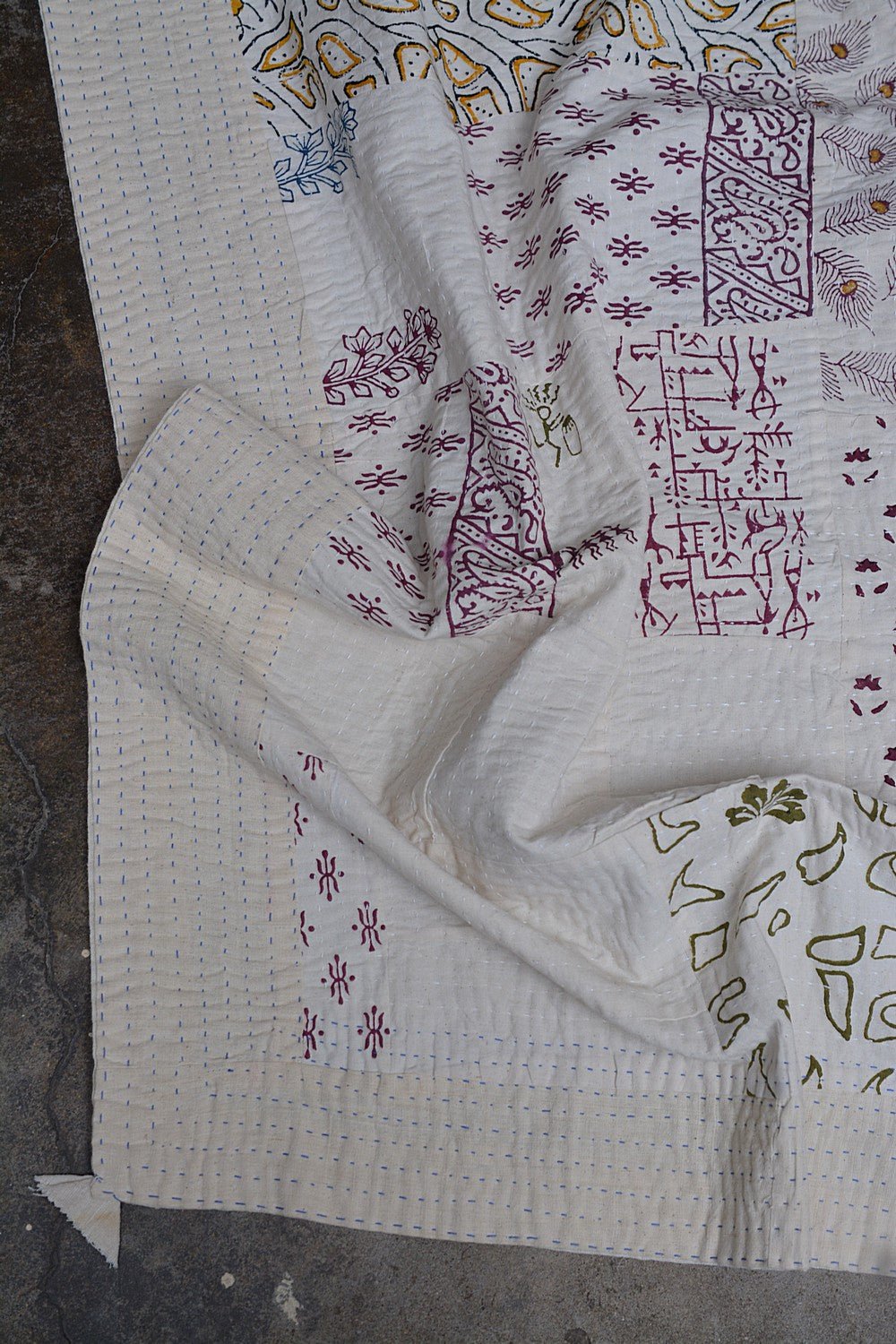 Lalguli - Block Printed Quilt (88"x 104") - metaphorracha