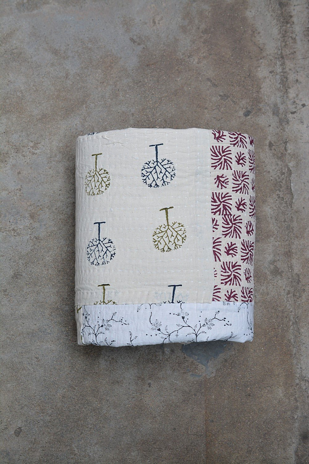 Lalguli - Block Printed Quilt (88"x 104") - metaphorracha