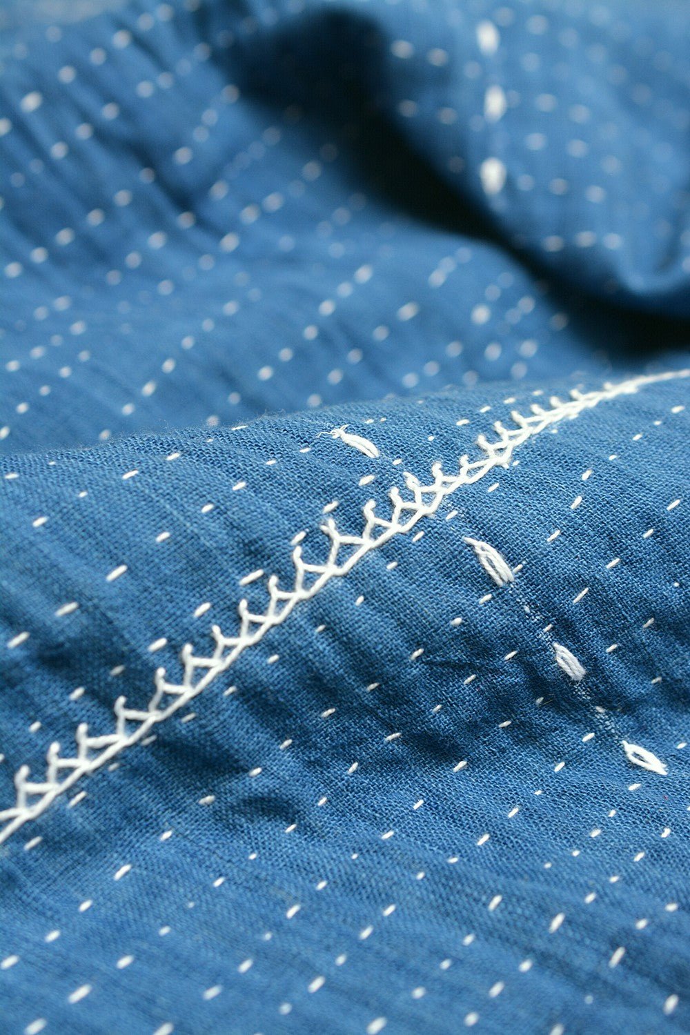 Lightweight Indigo Hand - Quilted Bedspread - 61"x 88" - metaphorracha