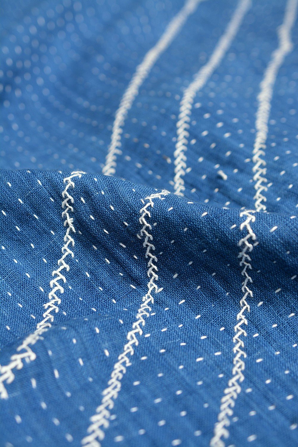 Natural Indigo Quilt with Lambani Embroidery - 62"x 90" - metaphorracha