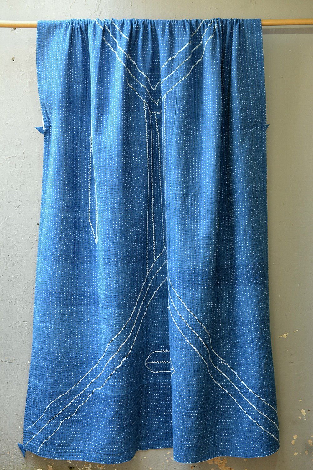 Natural Indigo Quilt with Lambani Embroidery - 62"x 90" - metaphorracha