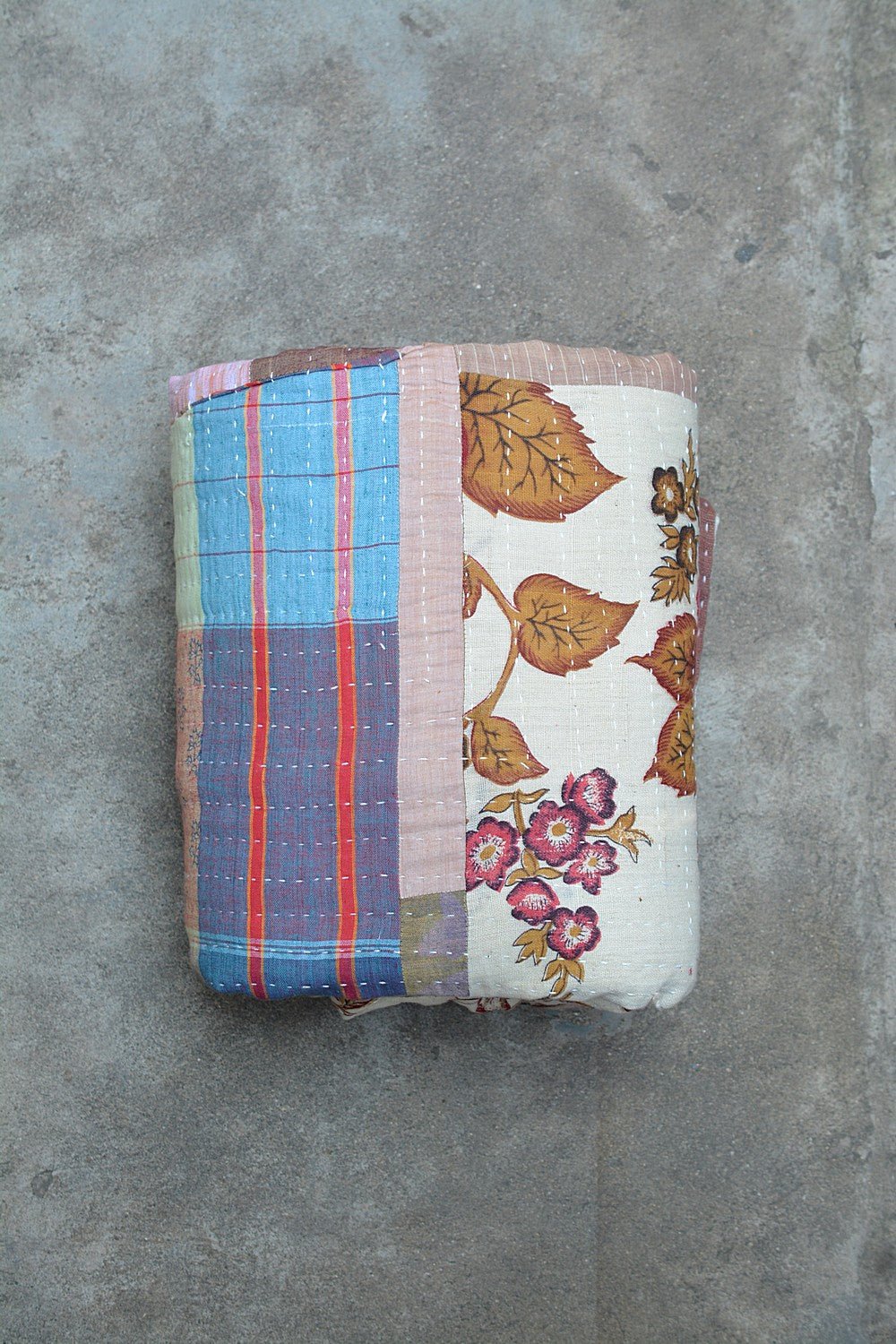 Quilted Khadi Bedspread - Calm (90” x 110”) - metaphorracha