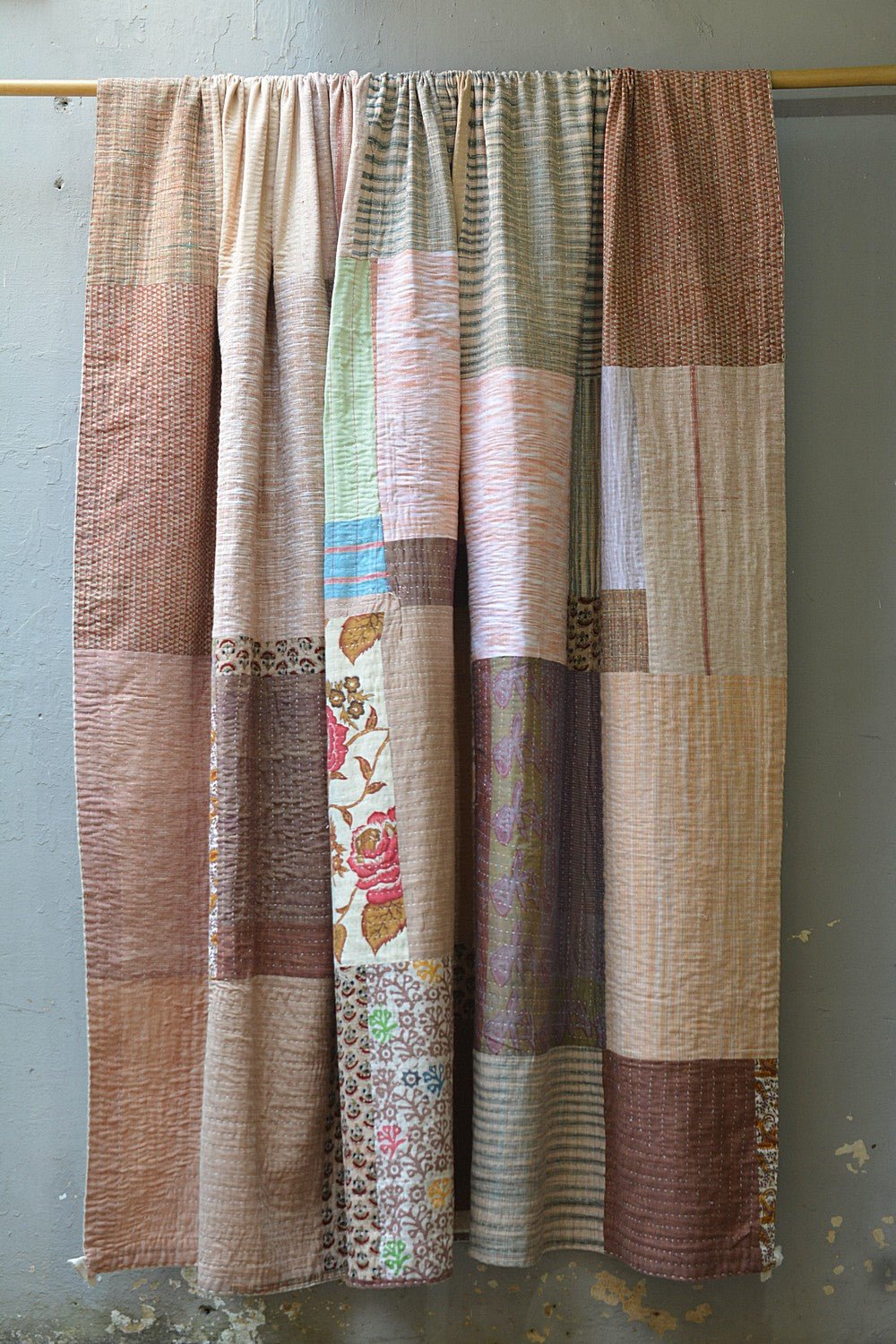 Quilted Khadi Bedspread - Calm (90” x 110”) - metaphorracha