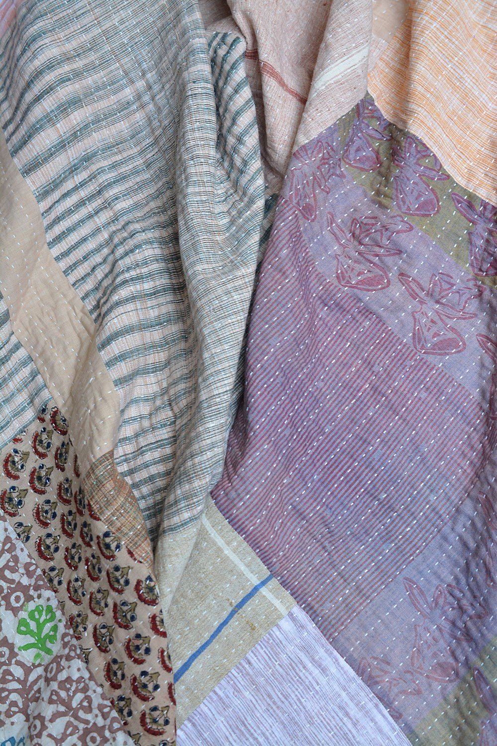 Quilted Khadi Bedspread - Calm (90” x 110”) - metaphorracha