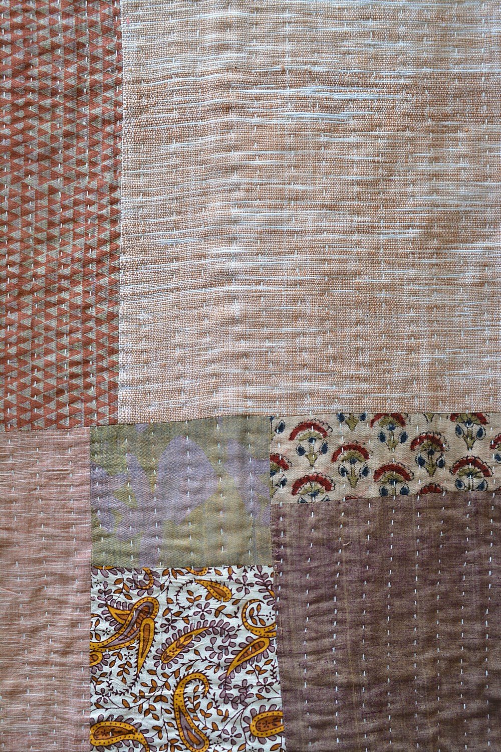 Quilted Khadi Bedspread - Calm (90” x 110”) - metaphorracha