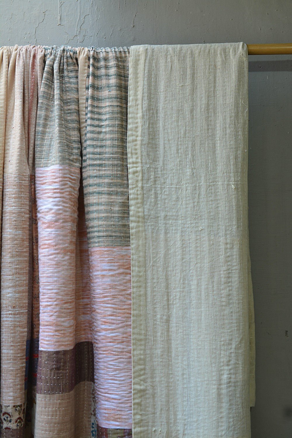 Quilted Khadi Bedspread - Calm (90” x 110”) - metaphorracha