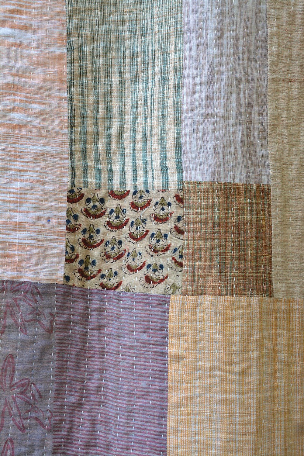 Quilted Khadi Bedspread - Calm (90” x 110”) - metaphorracha