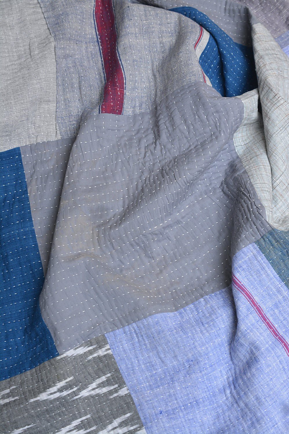 Quilted Khadi Bedspread - Drift (90” x 110”) - metaphorracha