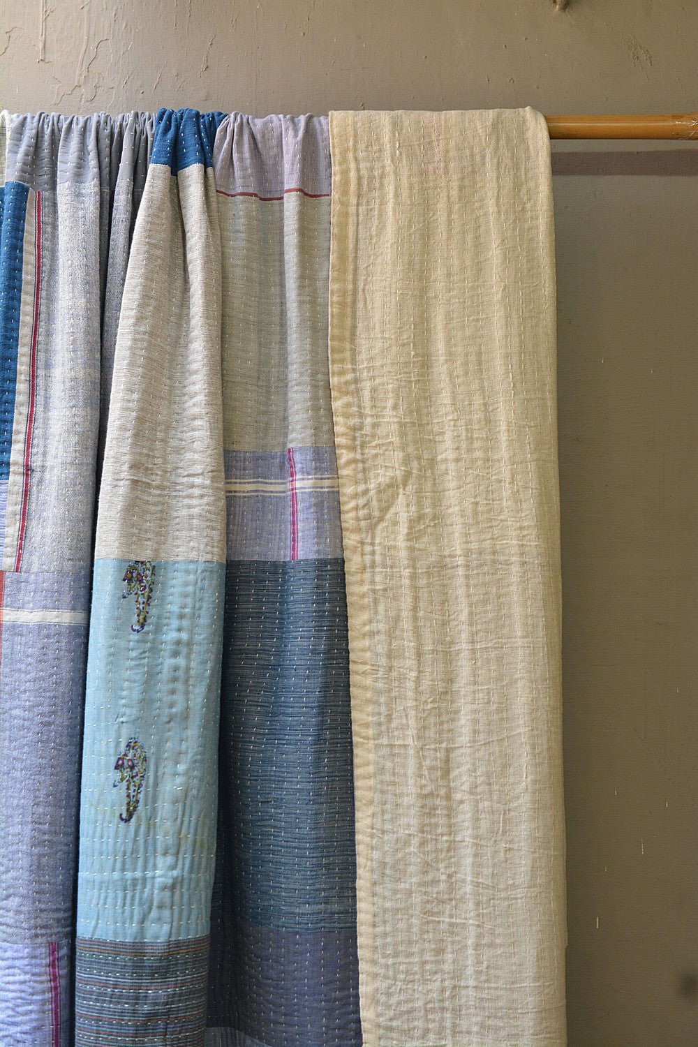 Quilted Khadi Bedspread - Drift (90” x 110”) - metaphorracha