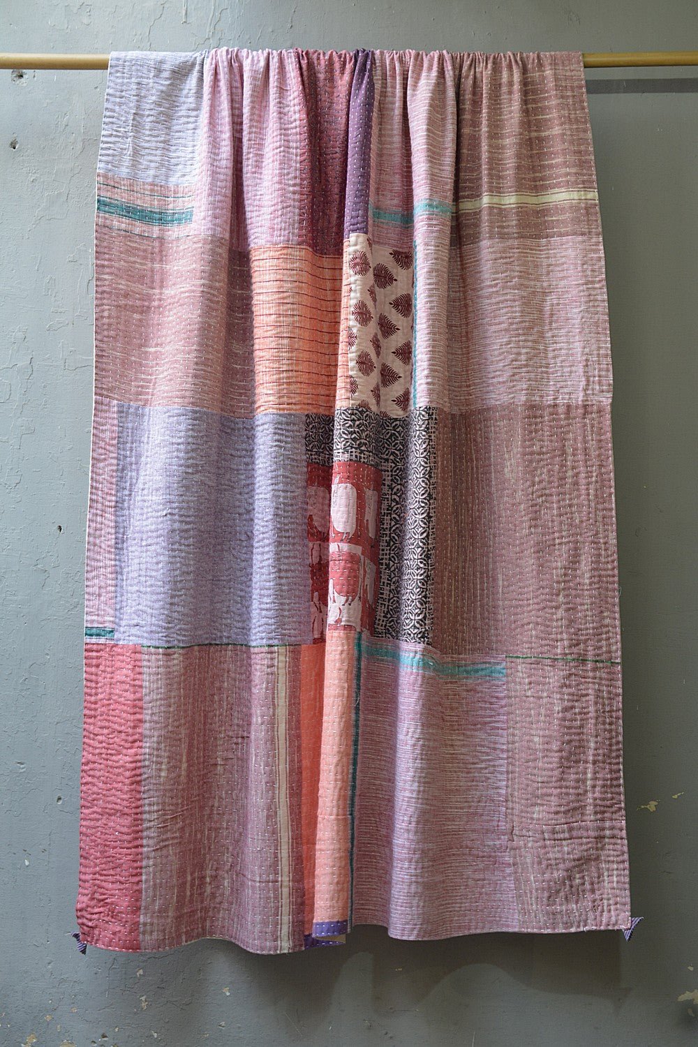 Quilted Khadi Bedspread - Embrace (62” x 89”) - metaphorracha