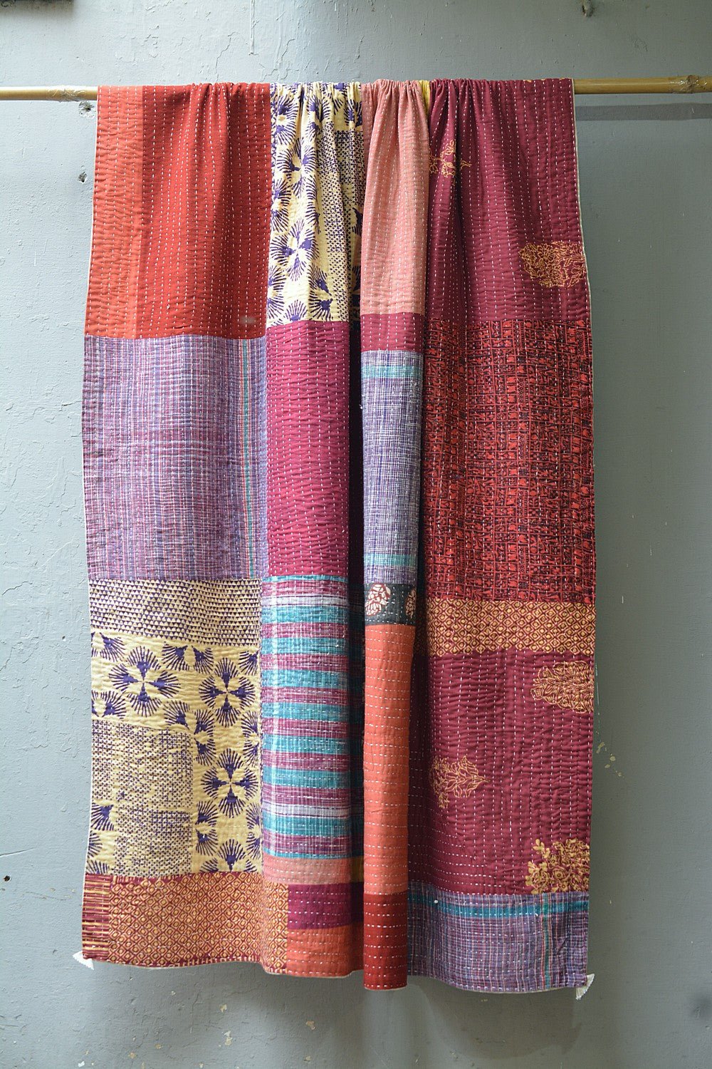 Quilted Khadi Bedspread - Gentle (61” x 90”) - metaphorracha