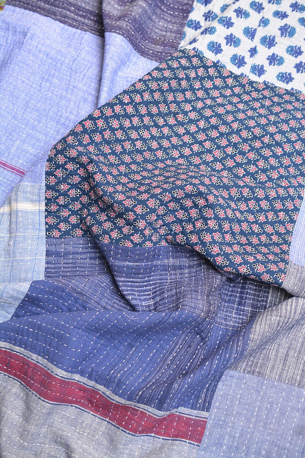 Quilted Khadi Bedspread - Gentle (62” x 90”) - metaphorracha