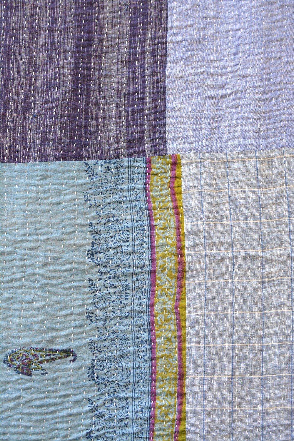 Quilted Khadi Bedspread - Gentle (62” x 90”) - metaphorracha