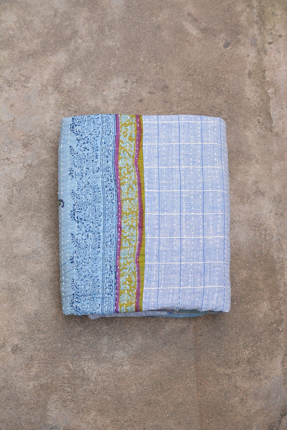 Quilted Khadi Bedspread - Gentle (62” x 90”) - metaphorracha