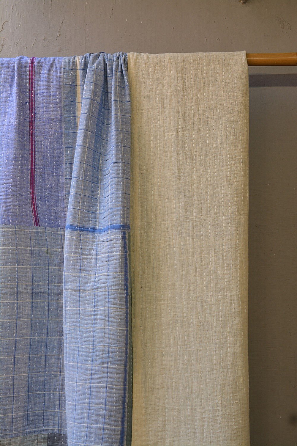 Quilted Khadi Bedspread - Gentle (62” x 90”) - metaphorracha