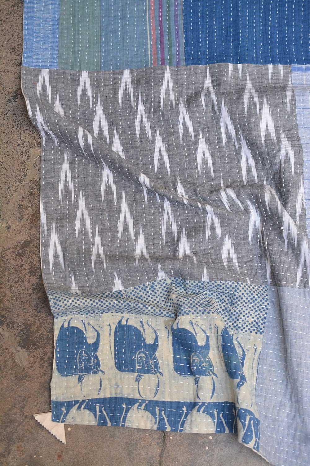 Quilted Khadi Bedspread - Lull (63” x 88”) - metaphorracha